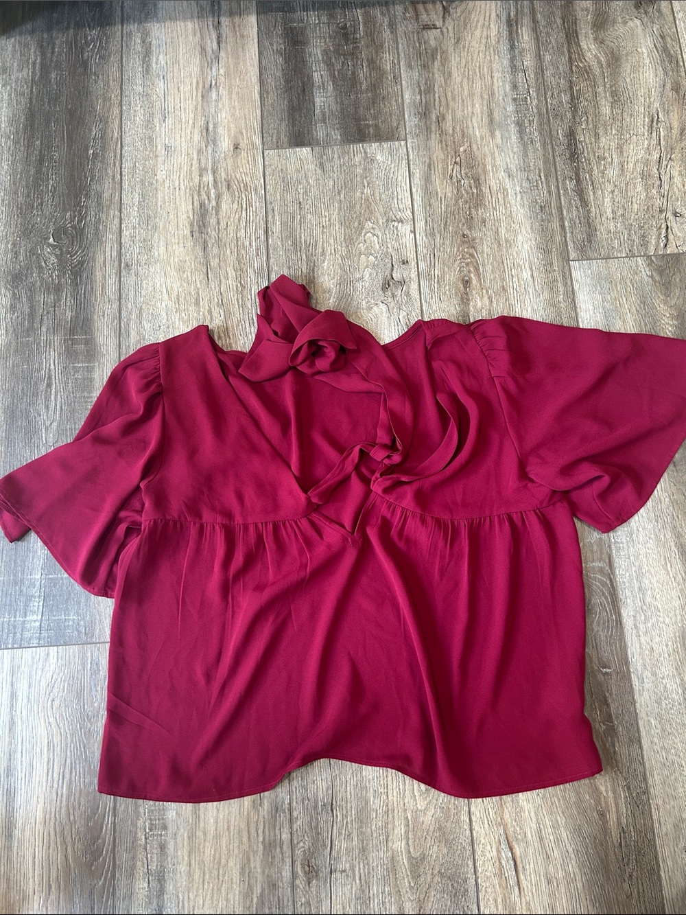 Women's Short Sleeve Blouse - Raspberry - Picture 2 of 3